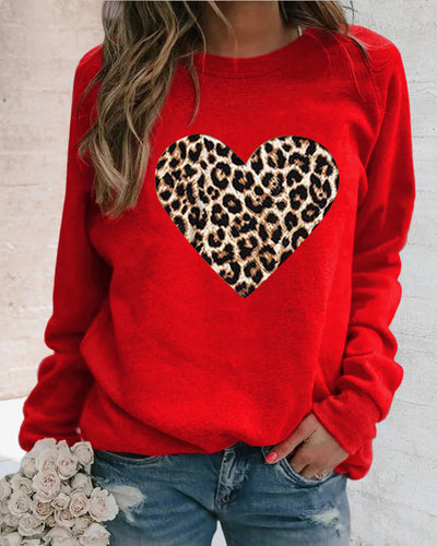 Lenka - Elegantes Sweatshirt mit Leopardenherz-Print