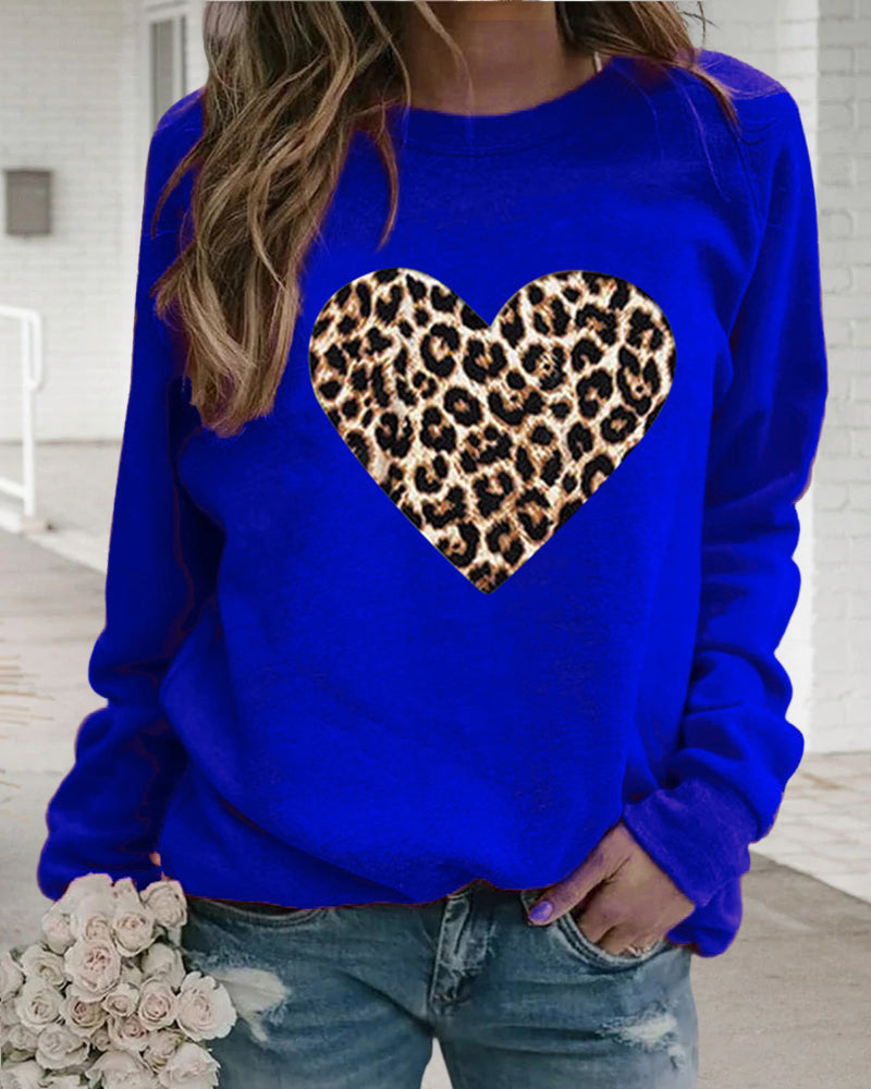 Lenka - Elegantes Sweatshirt mit Leopardenherz-Print