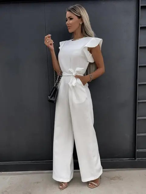 Cerys - Eleganter Jumpsuit mit Rüschen und Gürtel
