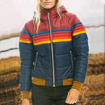 Rosa | Retro Parka mit Kunstfellkapuze für Damen