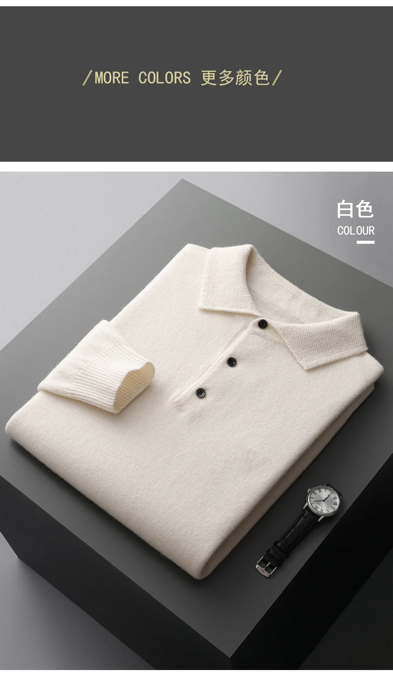 Ralphen™ - Cashmere Polo Shirt mit langen Ärmeln