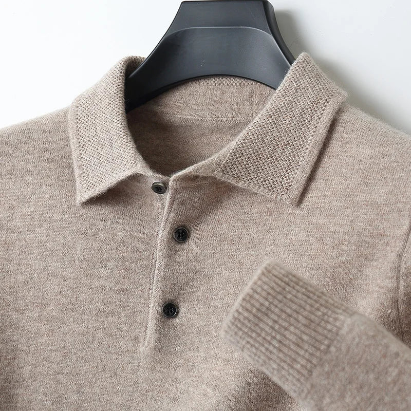 Ralphen™ - Cashmere Polo Shirt mit langen Ärmeln