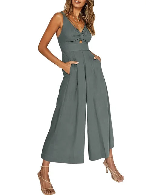 Kyra - Eleganter ärmelloser Jumpsuit mit weitem Bein