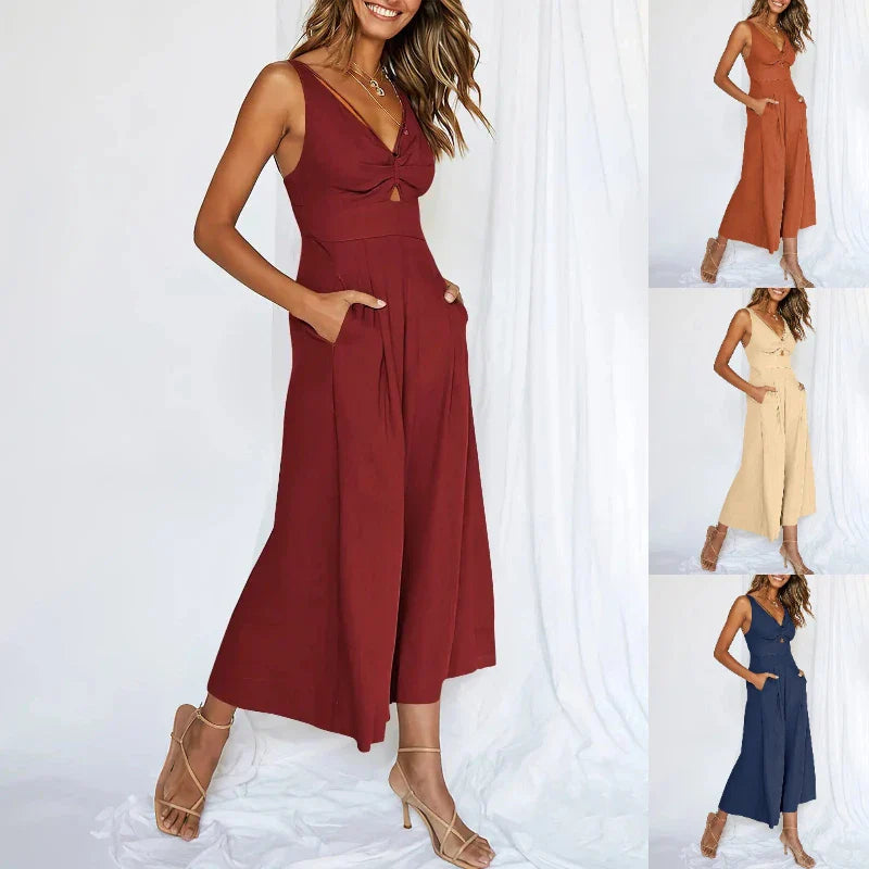 Kyra - Eleganter ärmelloser Jumpsuit mit weitem Bein